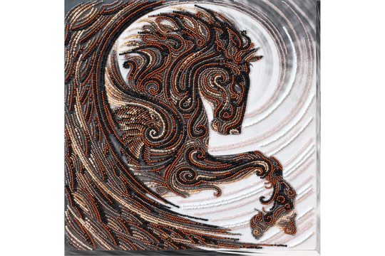 Bead Embroidery Kit On Art Canvas Black Pegasus. Abris Art Kit. Diy Beaded Picture