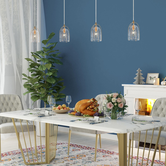 Modern Tulip Glass Island Pendant Light Linear Cluster Chandelier for Dining Room, Entryway
