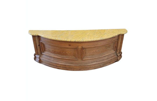 Antique Church Altar Table, Mexico, Religious Spanish Colonial Faux Marble Painted & Pine Bowfront