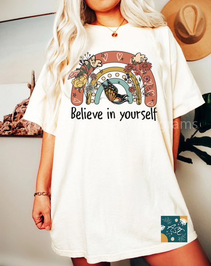 Unisex, Comfort Colors Shirt, Believe in Yourself, Kindness, Positive, Inspirational, Motivational, Be Kind, Therapy, Good Vibes Shirt
