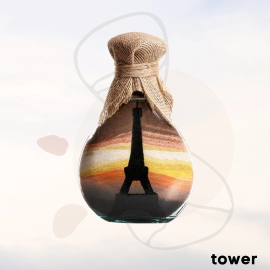 Tower Colored Sand Art Bottle, Glass Hand Painted Bottle Wall Art, Colorful