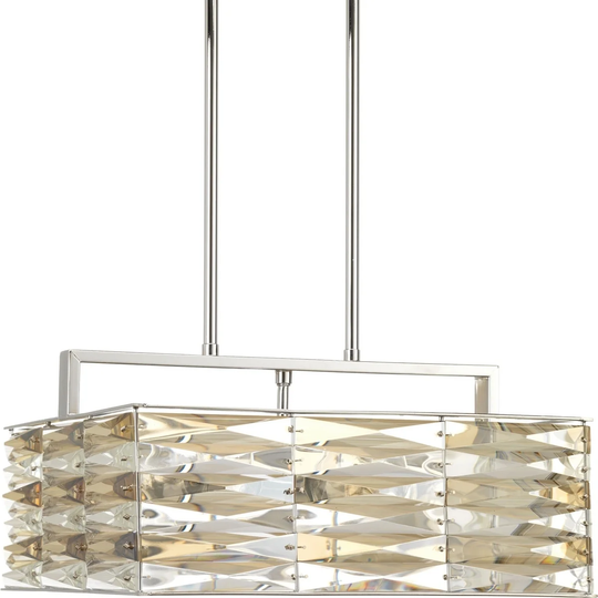 Progress Lighting P5154-15 The Pointe Chrome Finish Steel With Glass Accents 15-inch 5-Light Square Pendant