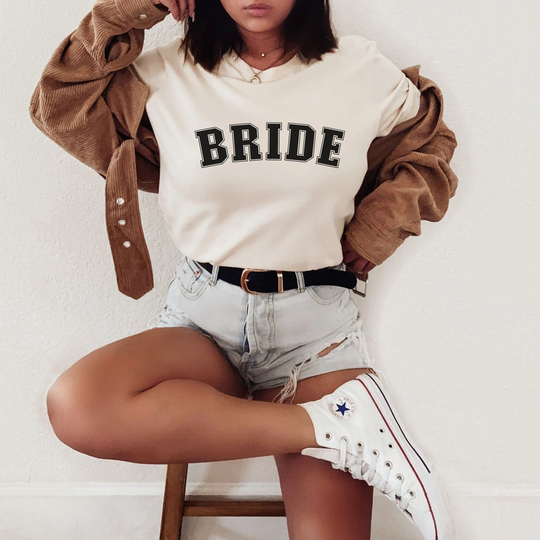 Comfort Colors Varsity Bride Shirt | Color Mrs. T-Shirt, Bridesmaids T-Shirts, Vintage Inspired, Bridal Shirts