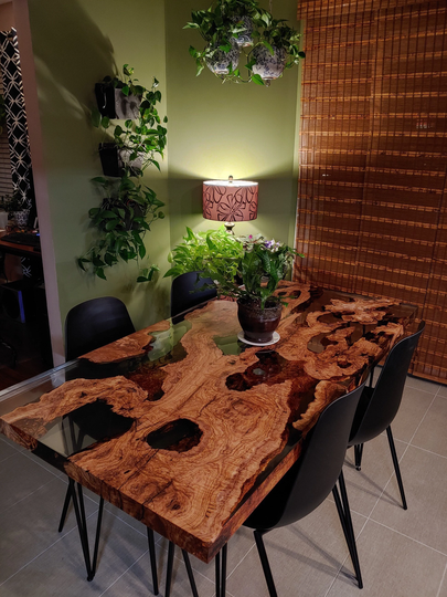 Olive Wood Table, Epoxy Dining Resin Custom 60" X 30" Clear Table Order For Kelly Z