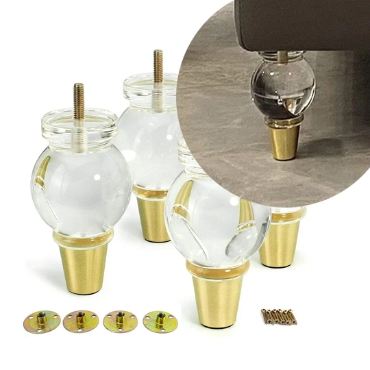 Acrylic Furniture Legs Replacement Sofa Feet Cabinet Modern Clear Decor Diy Classical Style Set Of 4 | 5.1 Inch /7.1 Inch