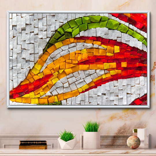 Designart 'Colorful Orange And Red Mosaic' Modern Framed Canvas Art Print