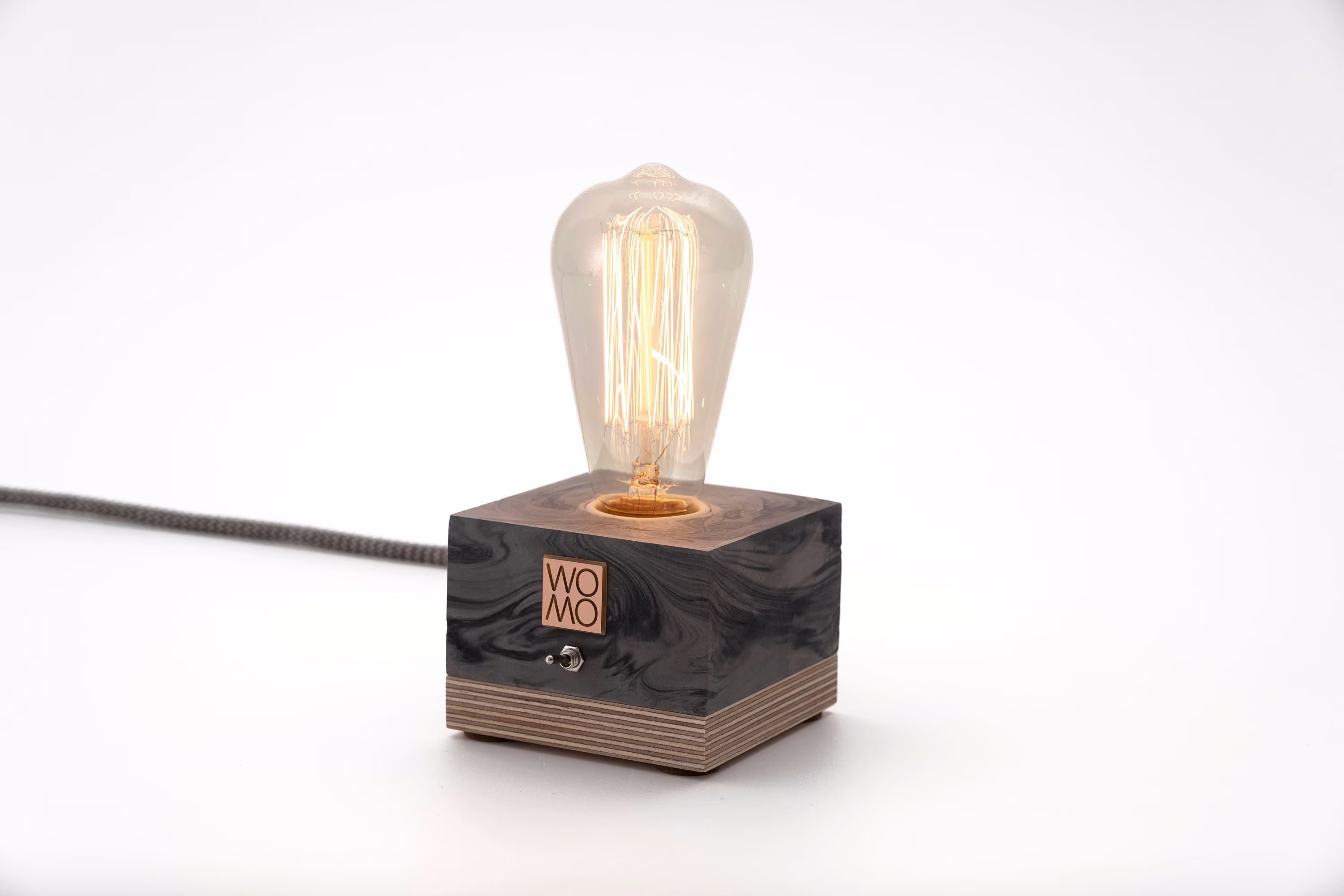 Black Concrete Table Lamp, Handmade Bedside Industrial Decor, Edison Home Decor
