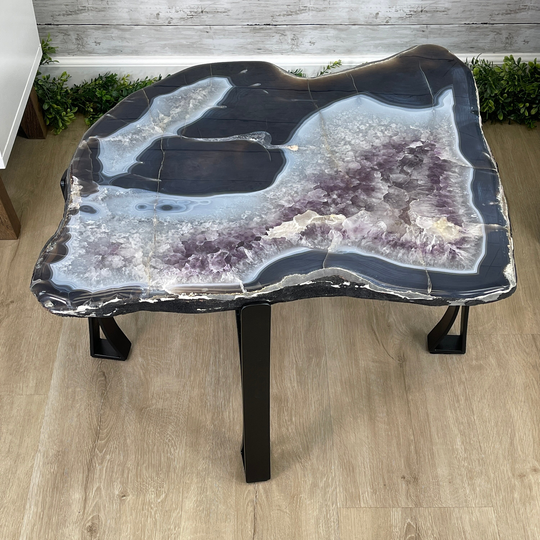 Extra Large Brazilian Agate Coffee Table, Single Slice, 32.6" Long & 15.9" Tall Model #1308-0003 By Brazil Gems