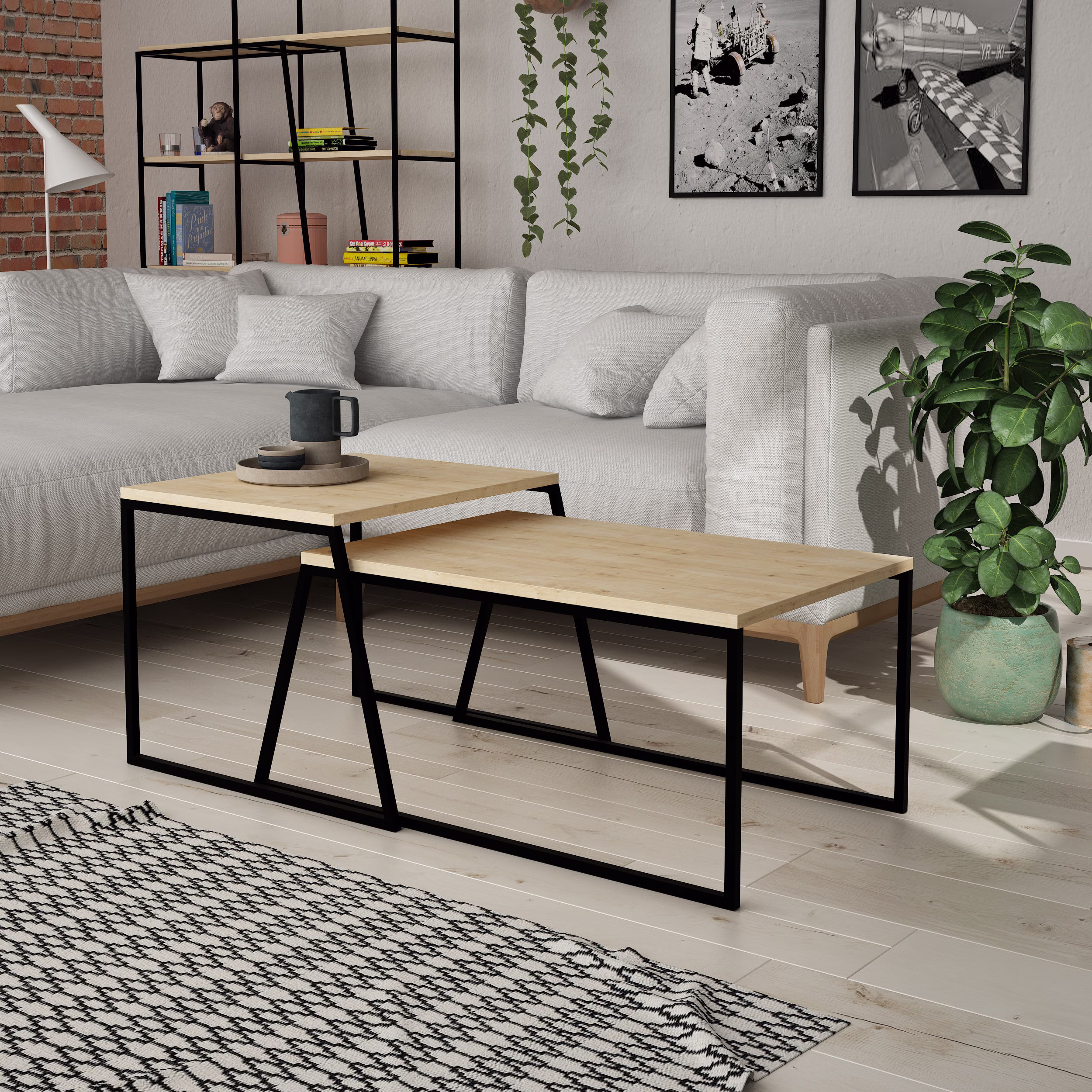 Willow Coffee Table | Nesting Living Room Metal White Oak Anthracite Light Mocha Furniture Home Decor