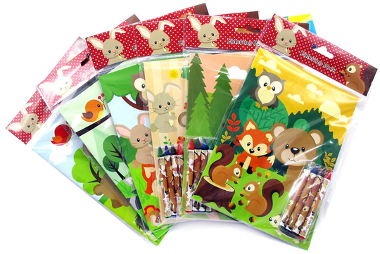Woodland Animals Party Coloring Books With Crayons Favors