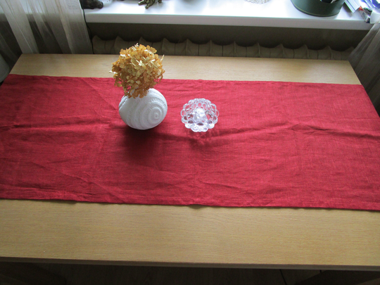 Long Linen Table Runner Red Topper Scandinavian Modern Design Linens Fall Décor Christmas Gift