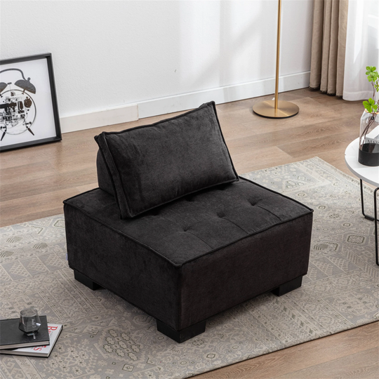 Accent Sofa Couches Living Room Sofa with Solid Wood Legs Black