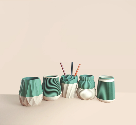 Pencil Pot in Recycled Wood Fiber, 3D Printing, Idea For Office Accessory, Office Storage & Decoration, Scandinavian Design, Gift Home