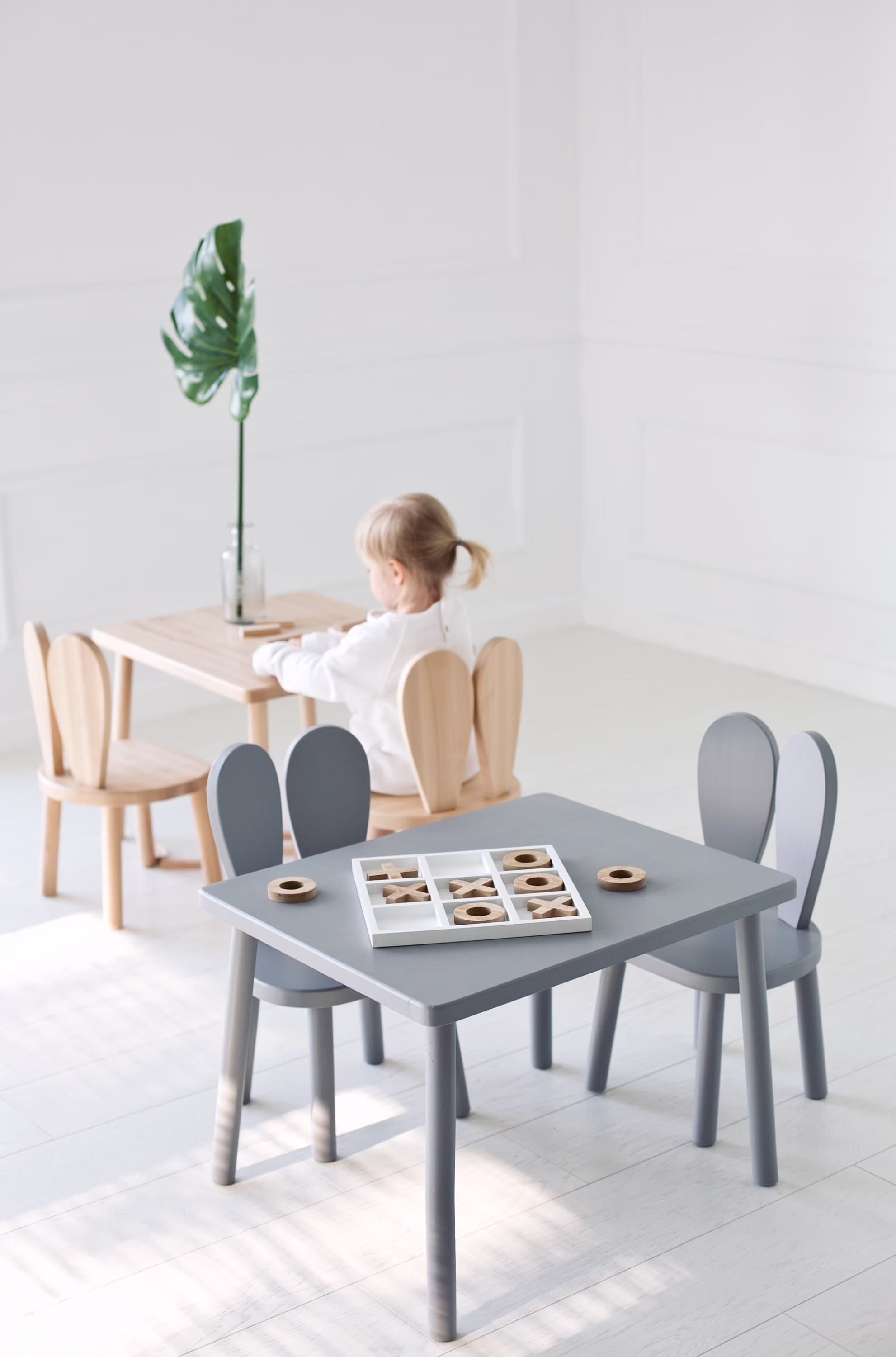 Rabbit Chair, Wooden Kids Table & Chair Set, Table, For Kids, Montessori Activity