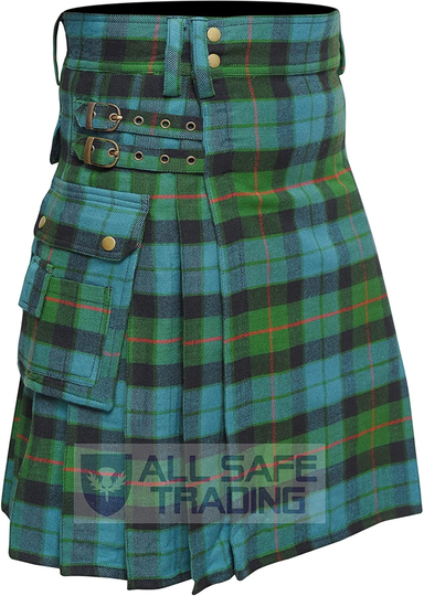 Kilt, Scottish Mens Utility Kilt, Gunn Ancient, Highland, Handmade Tartan Kilt For Men, Traditional Gift