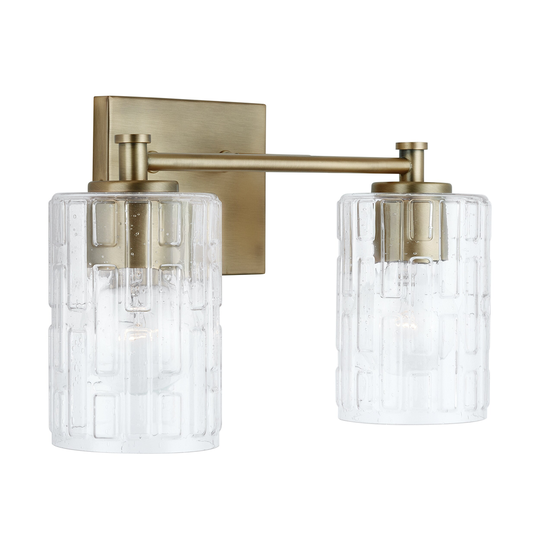 Emerson 2-light Bath/ Vanity Fixture w/ Embossed Seeded Glass
