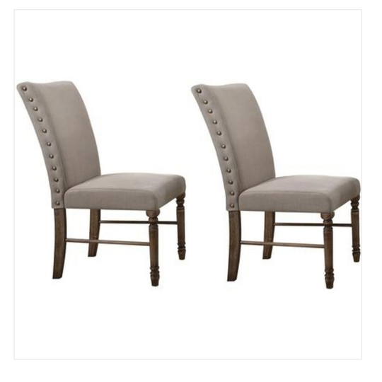 Fabric Flared Back Side Chair with Nailhead Trim, Set of 2, Gray - 38.19 H x 26.18 W x 18.11 L Inches