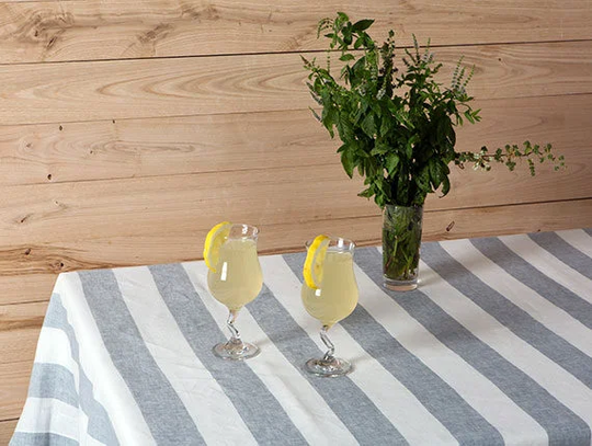 Linen Tablecloth-Tablecloth-Table Linens-Linen Table Cloth-Large Tablecloth in Grey Blue Andwhite Color-Width 59''(150"xcustom Length