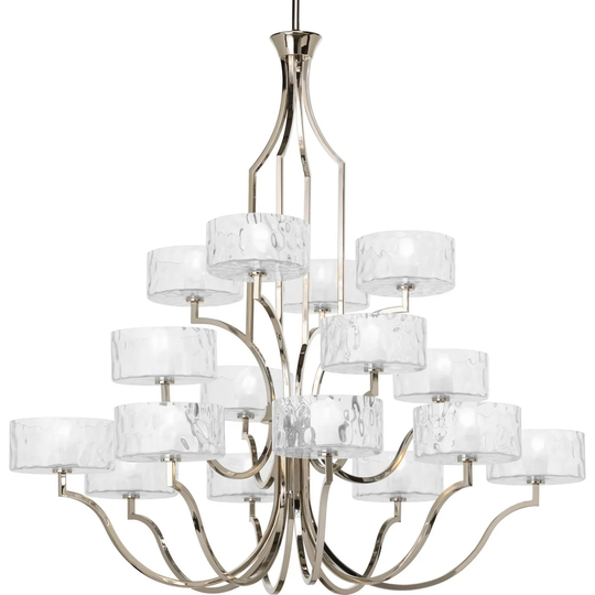 Progress Lighting Caress Collection 16-Light 3-Tier Polished Nickel Chandelier Lighting Fixture