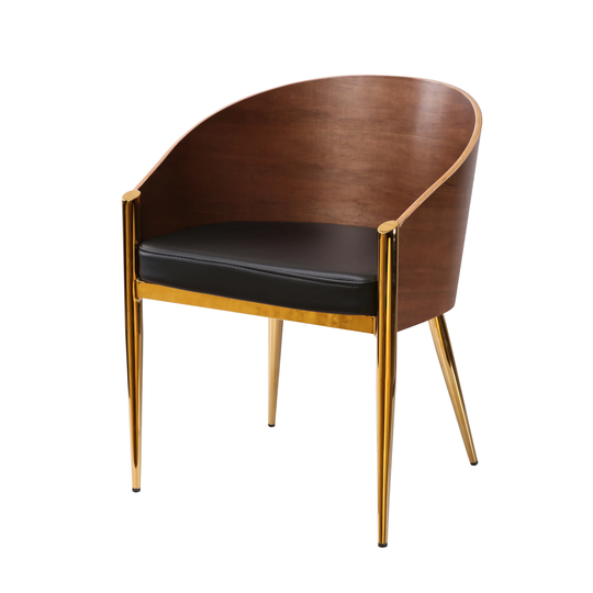 Modrest Claret Modern Walnut & Black Leatherette Accent Chair