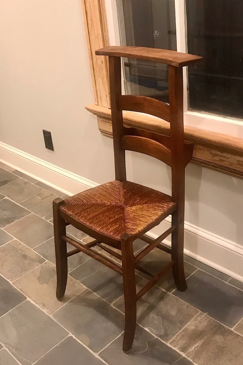 Vintage Antique French Prayer Chair, A Prie-Dieu Early 19Th Century Primitive Oak Chair