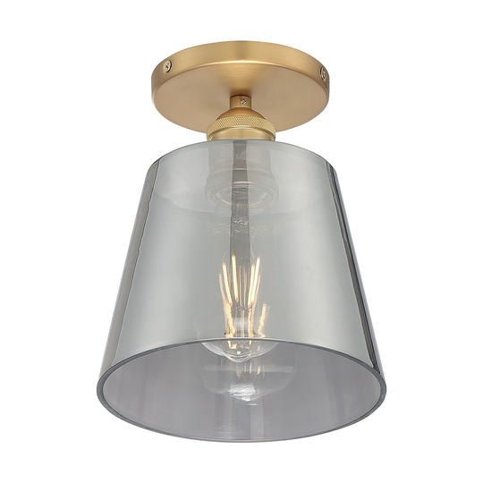 Nova Lighting One Light Semi Flush Mount Motif Brushed Brass / Smok - Exact Size