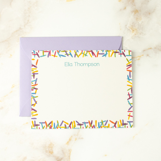 Colorful Sprinkle Note Cards | Rainbow Thank You Teacher Gift Little Girl Personalized