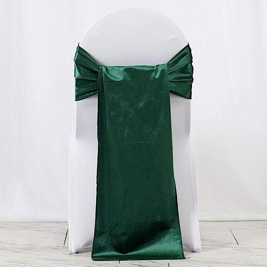 Hunter Green Extra Wide Velvet Chair Sash Wedding Decorations