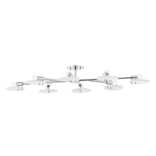 Mitzi by Hudson Valley Giselle 8-Light Aged Brass Semi Flush Mount with White Candy Glass