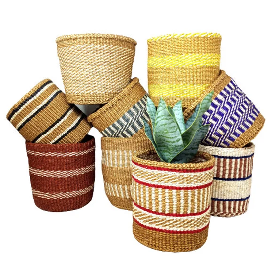 Colorful Baskets, Plant Woven Set Of Plant Mothers Day, Hostess Gift, African Basket Sets
