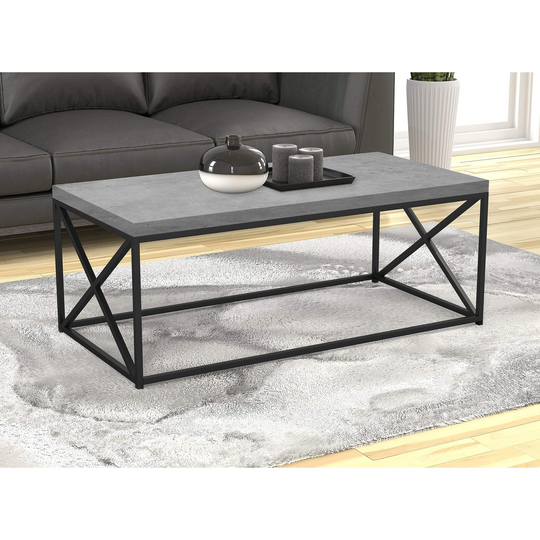 Living Room Coffee Coktail Tea Center Table-48 L/Gray Modern Low Table, Grey Cement