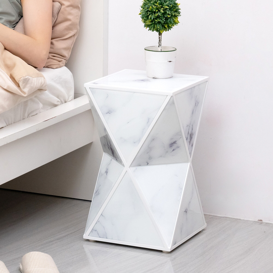 Classical Geometry End Table Marble Sofa Table for Living Room
