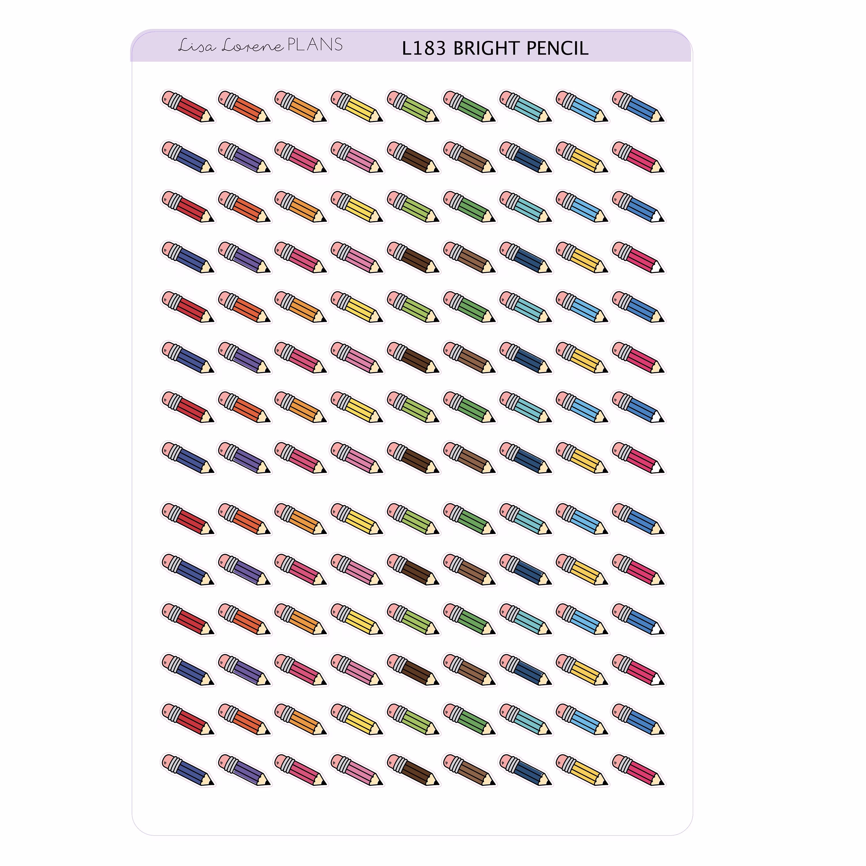 Pencil Icon Planner Stickers | Bright Rainbow Functional Stickers L183