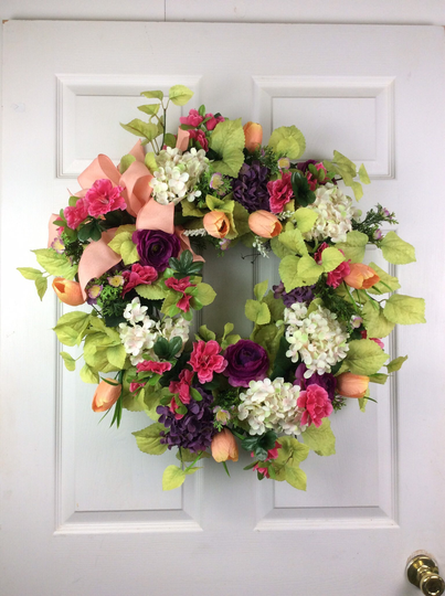 Mixed Color Door Wreath, Wreath For Summer, Colorful Summer Flowers, Multi Color Wreath, Flowers, Porch Coleus