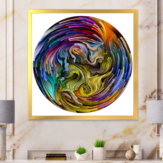 Designart 'Circle Colorful Liquid Color III' Modern Framed Art Print