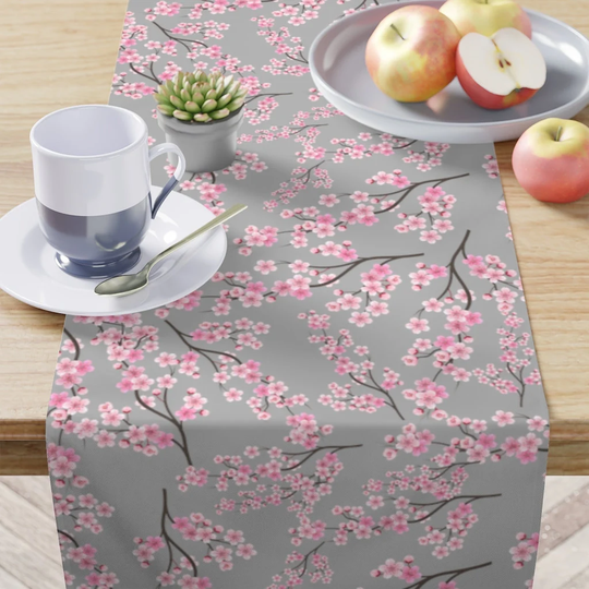 Cherry Blossom Table Runner, Decor, Pink Housewarming Gift, Summer Floral Flower Runner