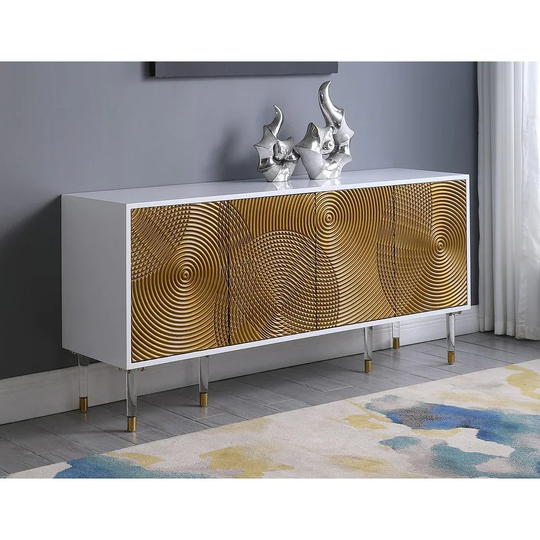 Best Master Furniture White and Gold 4-door Sideboard with 1 Drawer