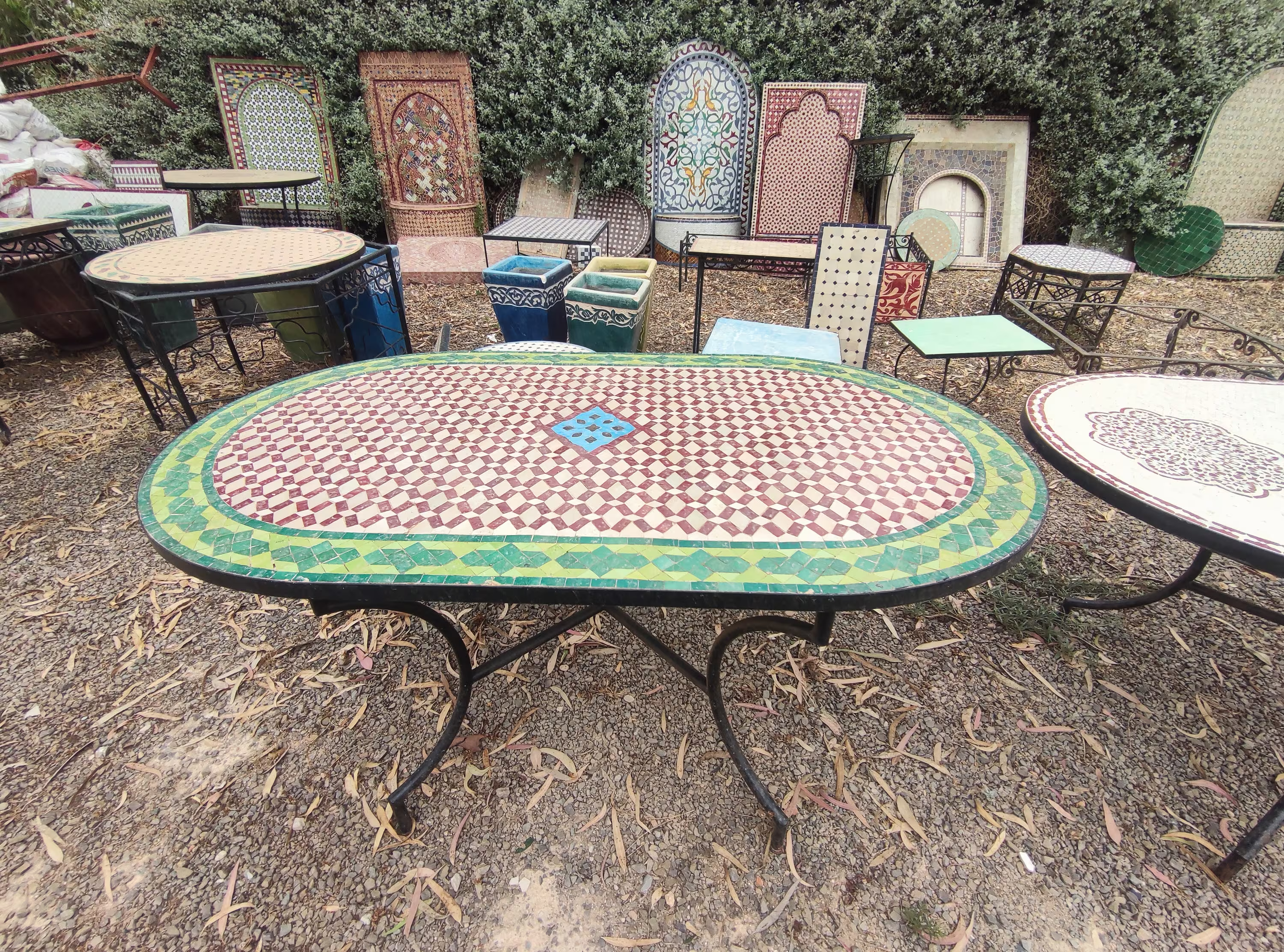 Handmade Oval Table, Moroccan Table, Outdoor/Indoor Mosaic, Mosaic Multi Color, Decor
