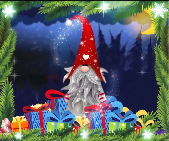 Us Shipping, Santa, Christmas Gnomes, Diamond Painting Kit. Square Full Drill. Poured Glue, Canvas 50x40cm Drill Area 45x35cm