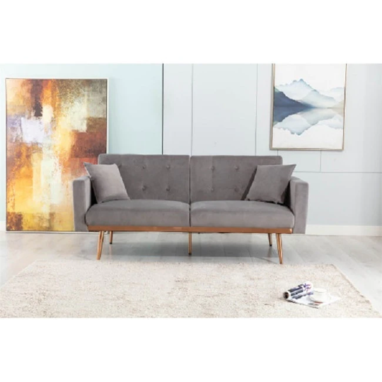 Velvet Sofa , Accent sofa .loveseat sofa with rose gold metal feet and Black Velvet