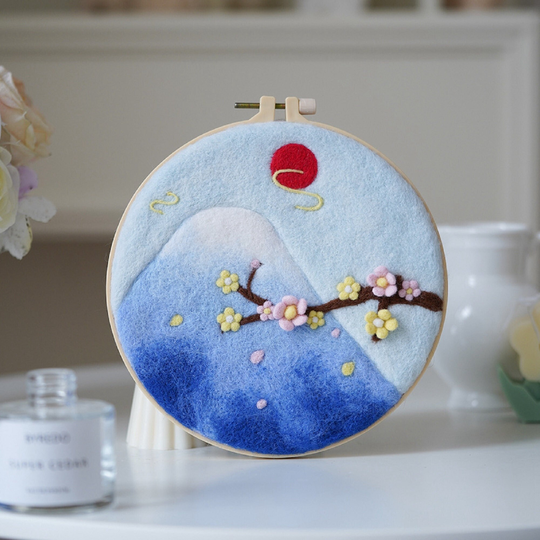 Winter Needle Felting Picture Kit Diy Craft Gift With Everything To Make, Easy For Beginner, Mother's Day - 20cm 8 Inch