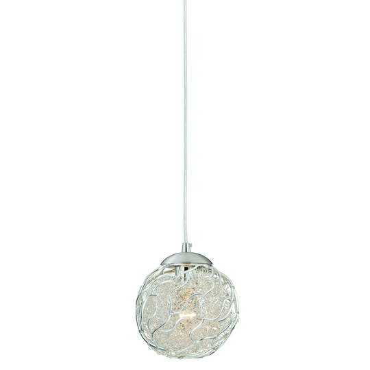 Milano Satin Nickel Globe Mini Pendant Ceiling Light Silver Wire - 7-in W x 7-in H x 7-in D