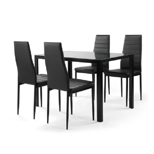 5 Pieces Dining Table Set for 4,Kitchen Room Tempered Glass Dining Table ,4 Faux Leather Chairs