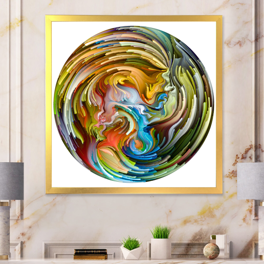 Designart 'Circle Colorful Liquid Color VIII' Modern Framed Wall Art