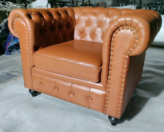 41" Full Grain Leather Chesterfield Sofa Couch Classical