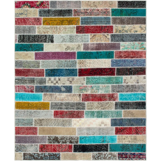 ECARPETGALLERY Hand-knotted Color Transition Patchwork Multi Wool Rug - 5'8 x 7'6