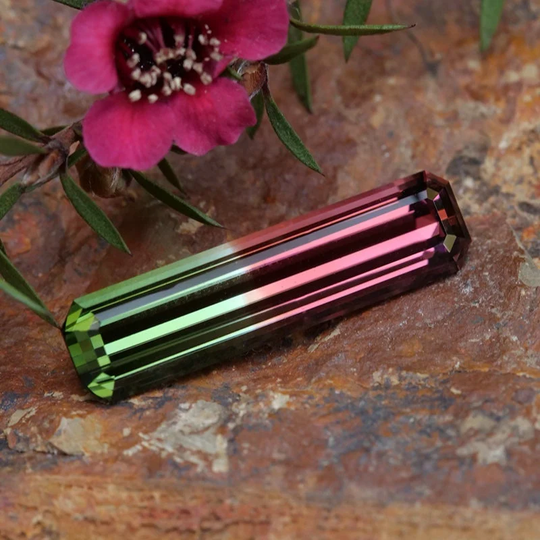 3.15Ct Bi-Color Natural Tourmaline | Emerald Cut Engagement Ring Bicolor Stone Loose Watermelon Faceted