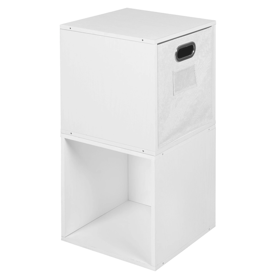 Noble Connect Storage Set - 2 Cubes and 1 Canvas Bin- White Wood Grain/White