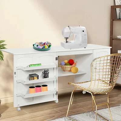 62.5'' x 20'' Foldable Sewing Table with Wheels