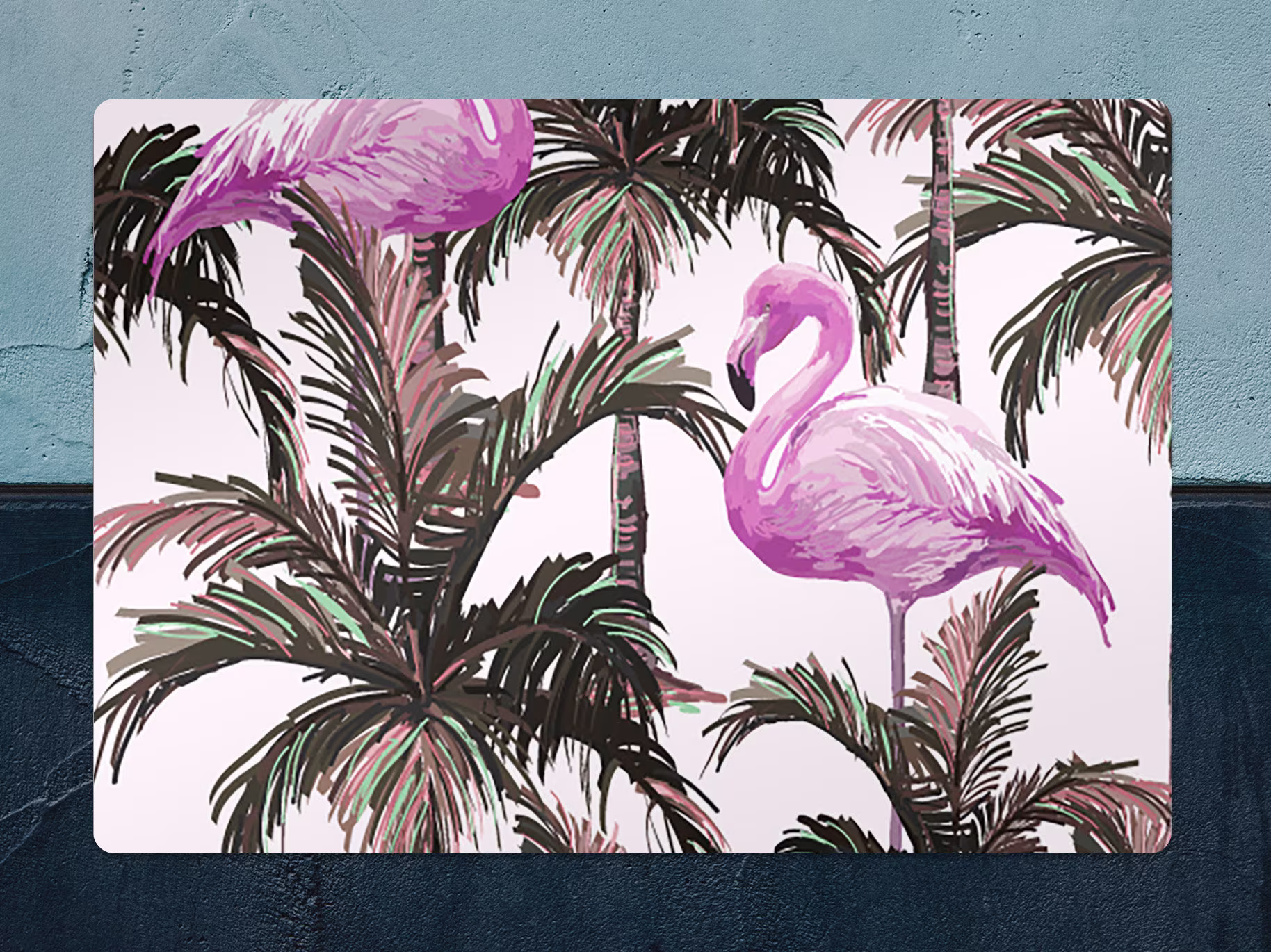 Tropical Flamingo Chair Mat, Pink Splat Brown Vinyl Floor Exotic Protective Pad, Office Room Rug, Comfort Mat